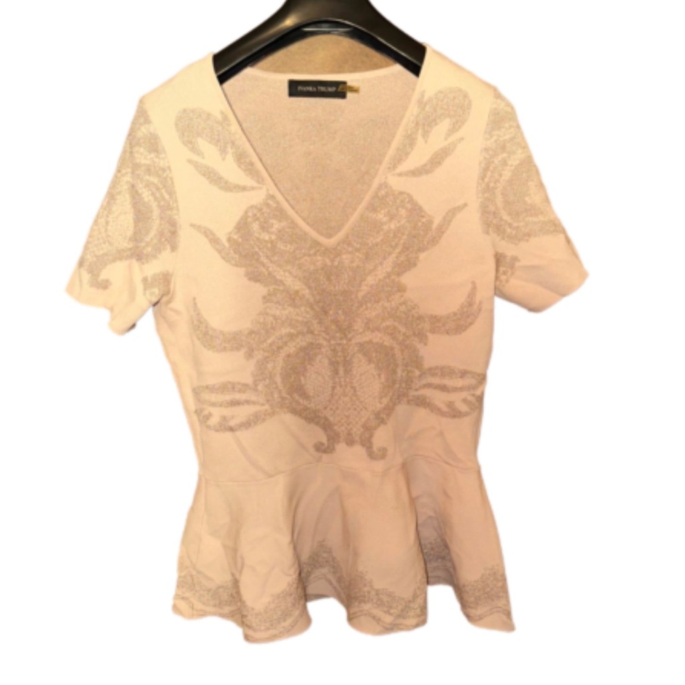 Ivanka Trump‎ Peplum Top & Pencil Skirt 2 Piece Set - Champagne/Rose Medi…